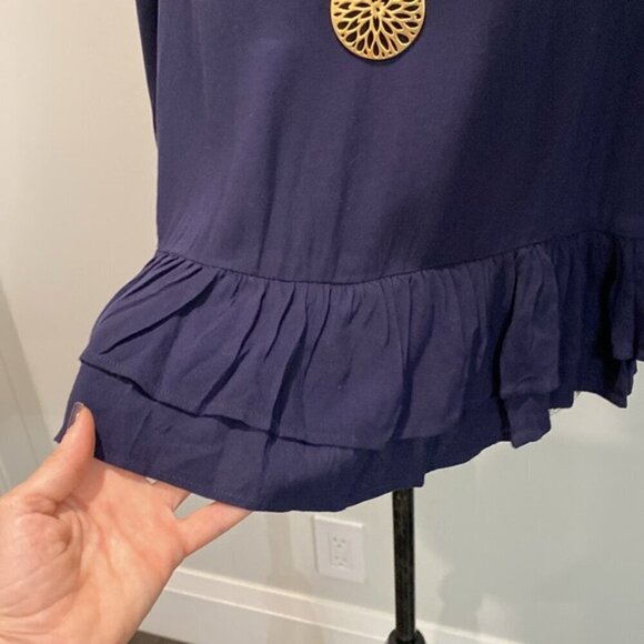 Rodebjer Lindy Blue Pablum Frill Long Sleeve Ruffle Tunic - Picture 3 of 15